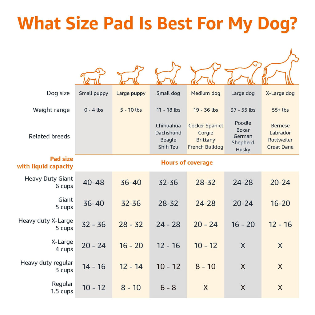 Amazon Basics Leak-Proof Dog and Puppy Potty Training Pee Pads with Quick-Dry 5-Layer Surface, Standard Absorbency