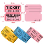 LLIKED 2"x2" Double Roll Raffle Tickets - 3000 ( Blue,yellow,pink ) view 1