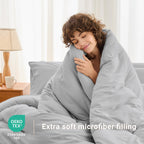 MUXHOMO 7 Pieces Comforter - Light Grey / Oversized Queen (98"x 98") view 2