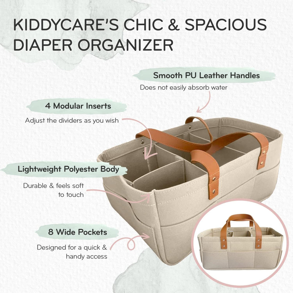KiddyCare Diaper Caddy Organizer Cart for Nursery Baby Basket Gift for Boy/Girl (KC-DCADDY-CUB-TAN-REG)