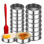 DATANYA 16Packs English Muffin Rings Crumpet Rings 4 inch Stainless Steel Double Rolled Tart Rings 4 inch & 3.15 inch (Pack of 17)