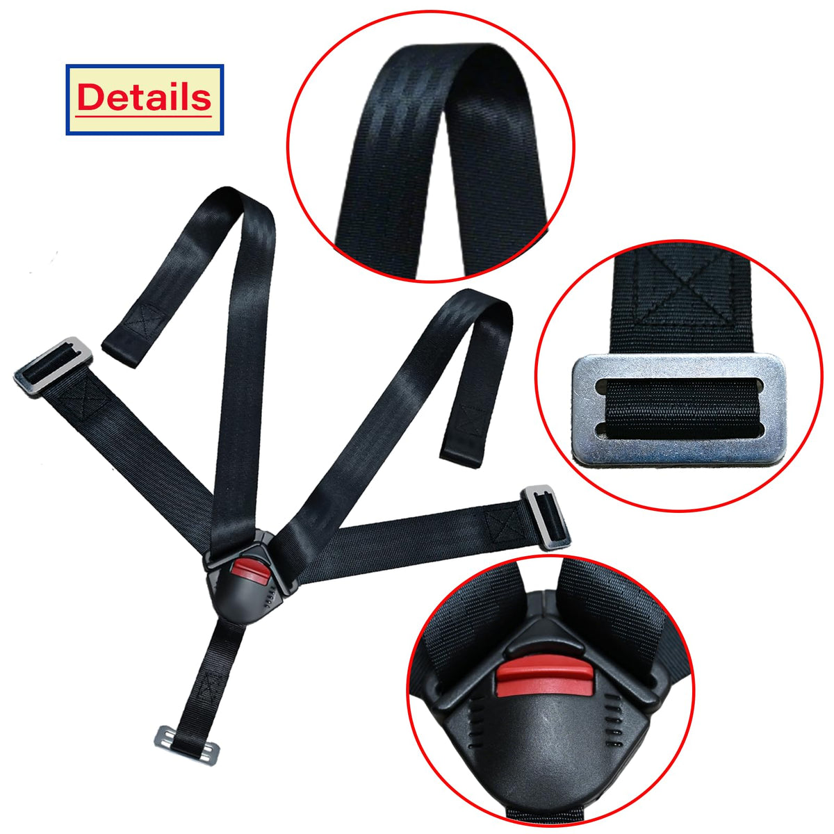 Universal 5 Point Seat Chest Harness with Locking Buckle Adjustable Straps Replacement (additional view 3)