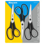 iBayam 8.5" Heavy Duty Black Scissors for Office School Classroom Home Use (3 Pack)