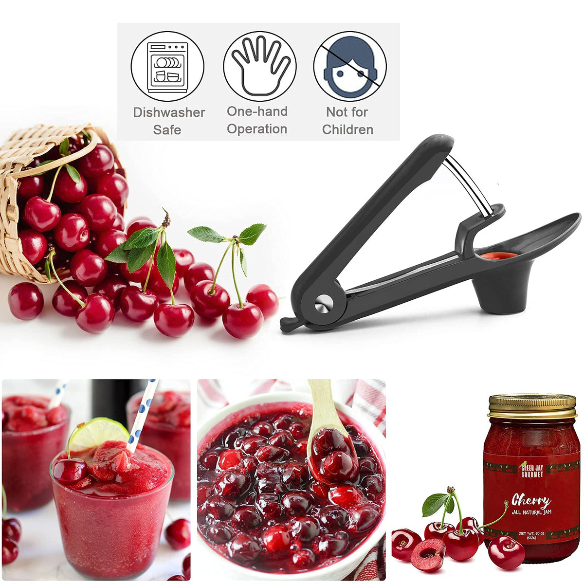 Cherry Pitter Tool Pit Remover - Black view 3