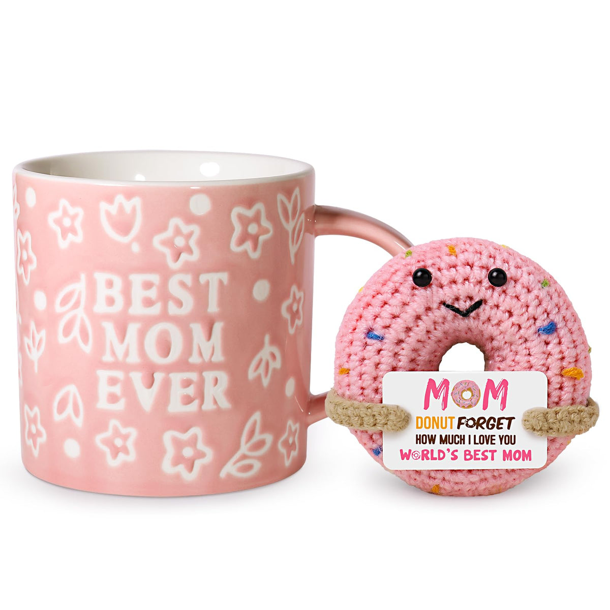 Willtown Ceramic Coffee Mug and Handmade Crochet Donut Gift Set - Best_Mom
