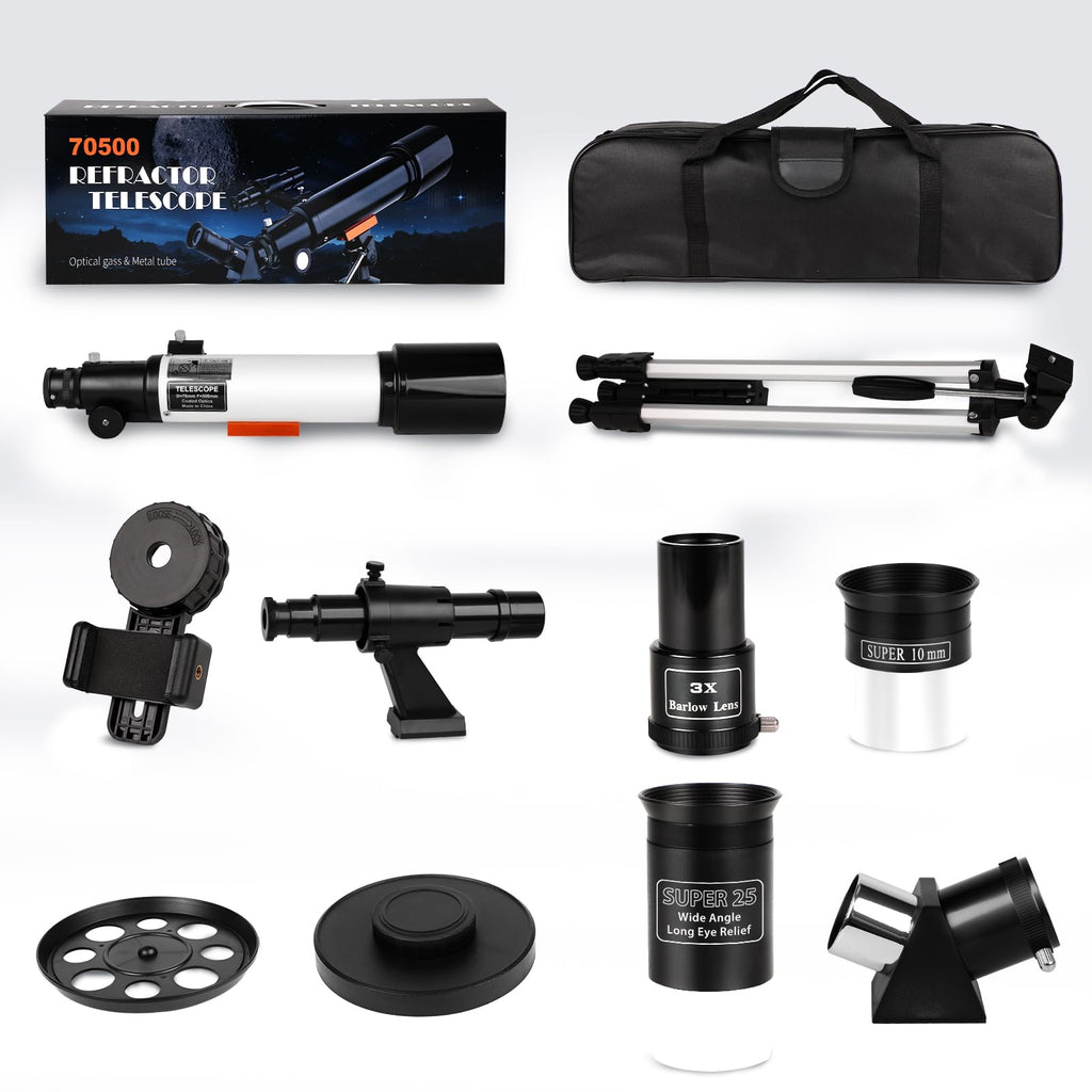 NEYLANG Telescope, 70mm Aperture Portable Refractor Telescope for Astronomy Beginners - White / 70x500MM view 8