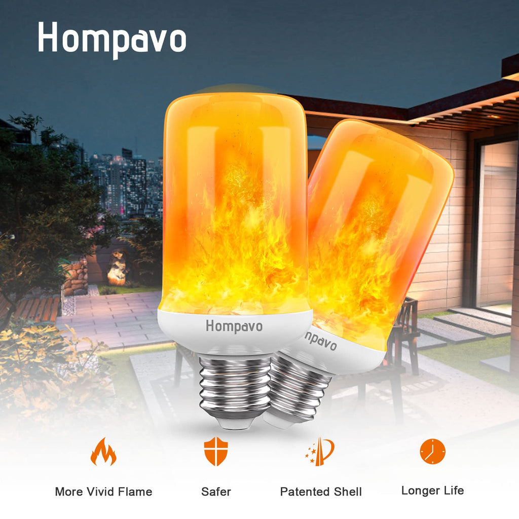Hompavo 【Upgraded Flame Light Bulbs for Home Decor with Upside Down Effect (HPFLAB-US-FT) (Pack of 2)