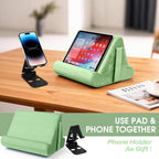 Sttargxing Tablet Stand Multi-Angle Tablet Pad Stand Lazy Holder Stand Soft Pad Stand Tablet Cushion Stand with Net Pocket & Random Color Stands for Lap - Green view 3