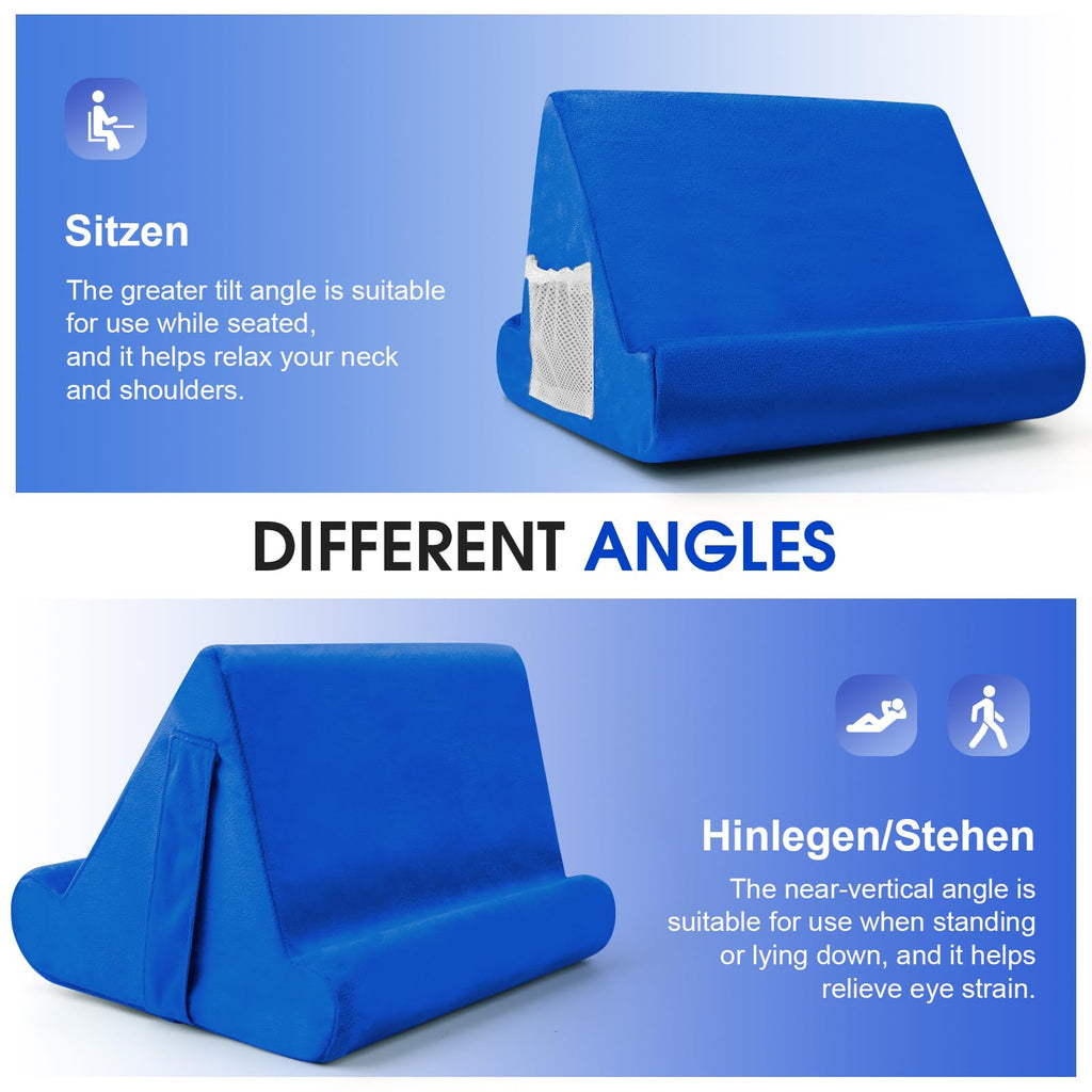 Sttargxing Tablet Stand Multi-Angle Tablet Pad Stand Lazy Holder Stand Soft Pad Stand Tablet Cushion Stand with Net Pocket & Random Color Stands for Lap - Blue view 4