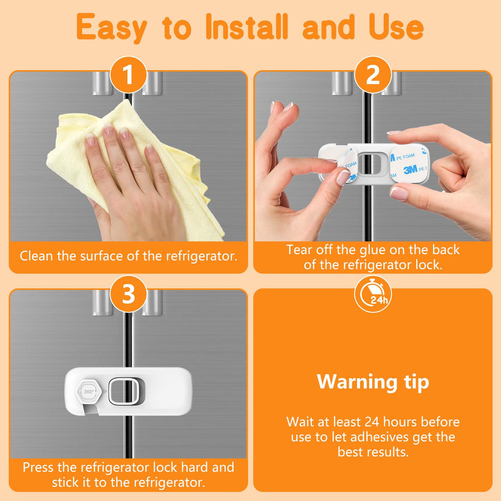 Fridge Locks for Kids with Strong Adhesive - White / 5 Pack view 8