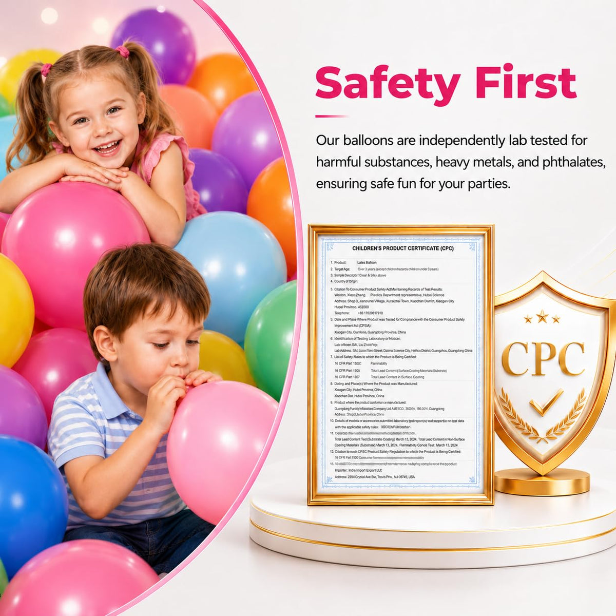 Bezente Pink Balloons Latex Round Helium Party Balloons – 100 Pack 12 inch