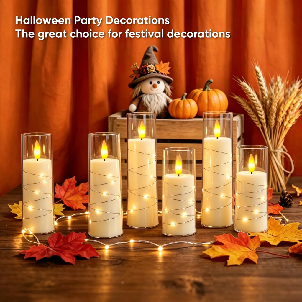 Raycare Flameless Candles with String Lights - 9pcs-Ivory view 1