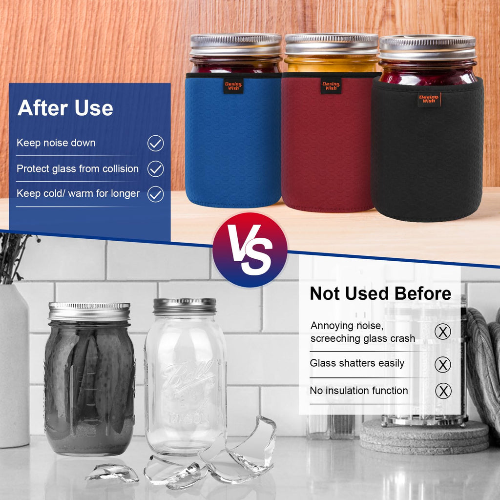 Desing Wish 32 oz Regular/Wide Mouth Mason Jar Neoprene Sleeve, 32oz Non-slip Cozy (additional view 4)