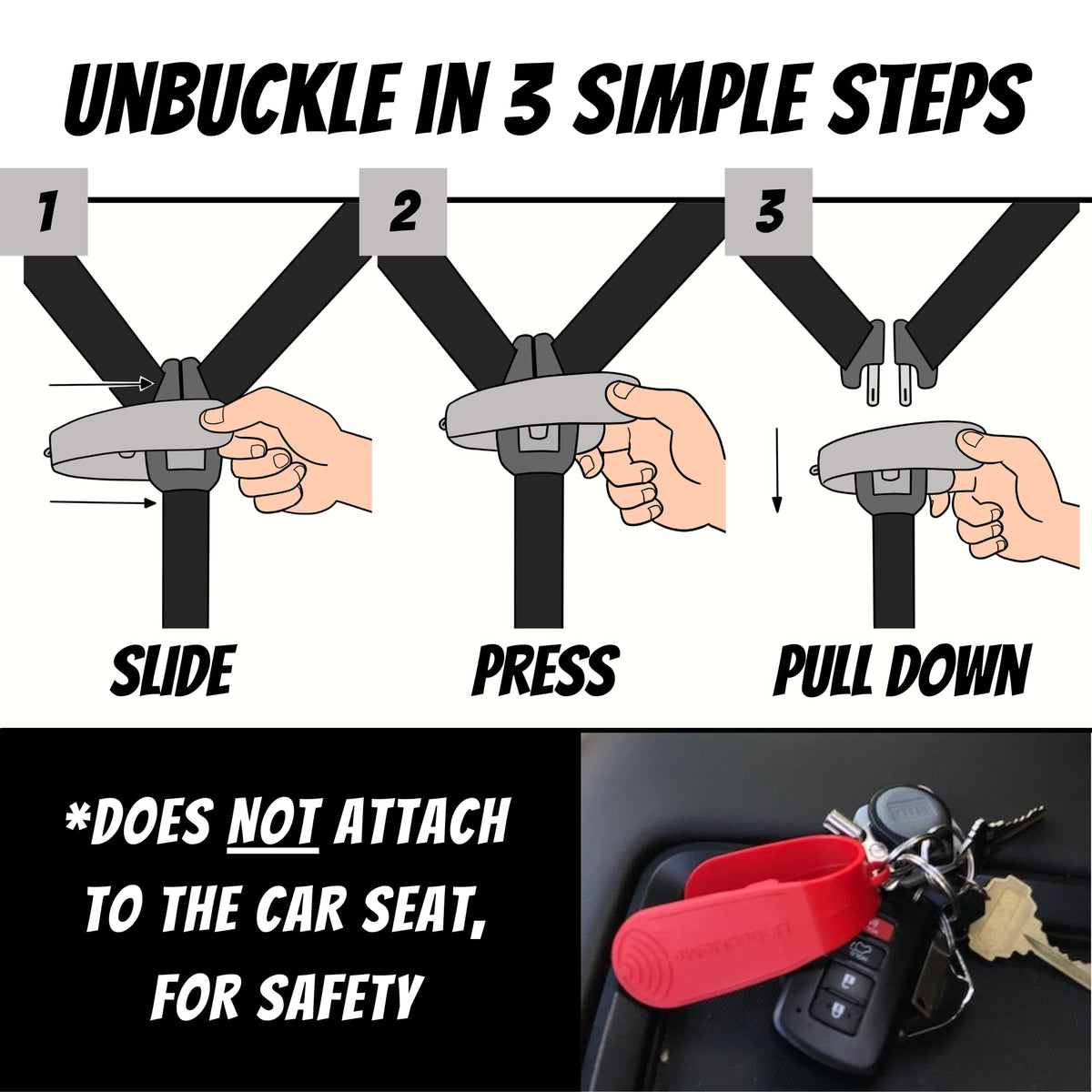 UnbuckleMe Car Seat Buckle Release Tool - Gray & White view 4