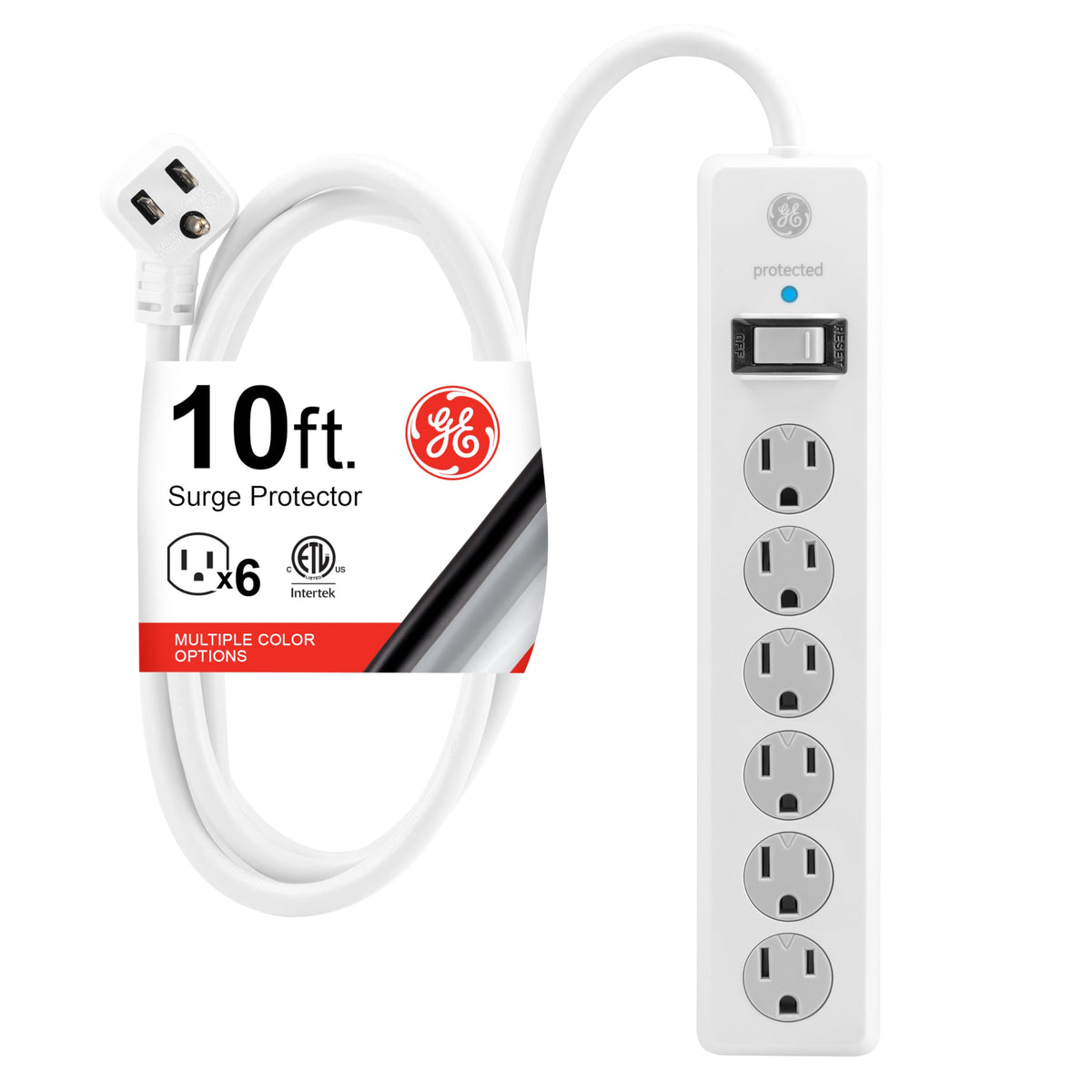 GE Surge Protector Power Strip - White / 10 Ft / 1 Pack