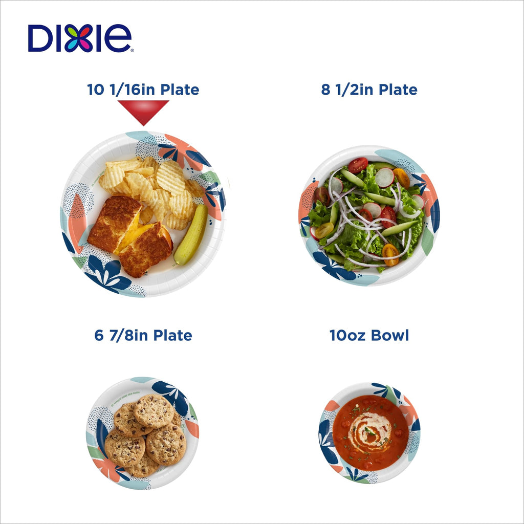 Dixie Paper Plates 10 Inch, Disposable Dinner Plates, – 86 Ct