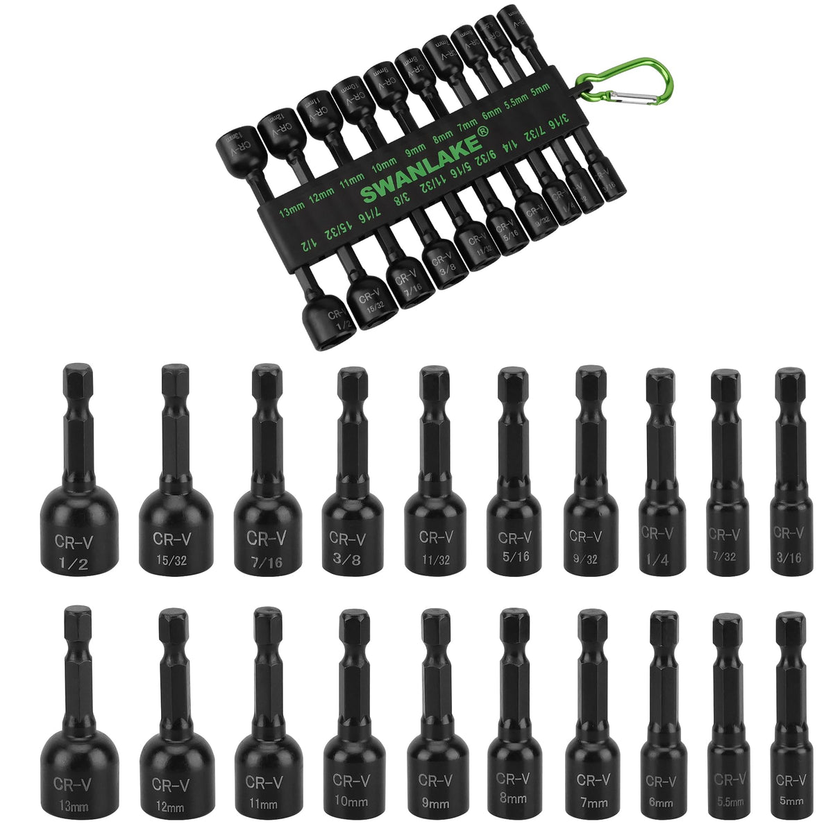 20-Piece Nut Driver - 20pcs 48mm Black