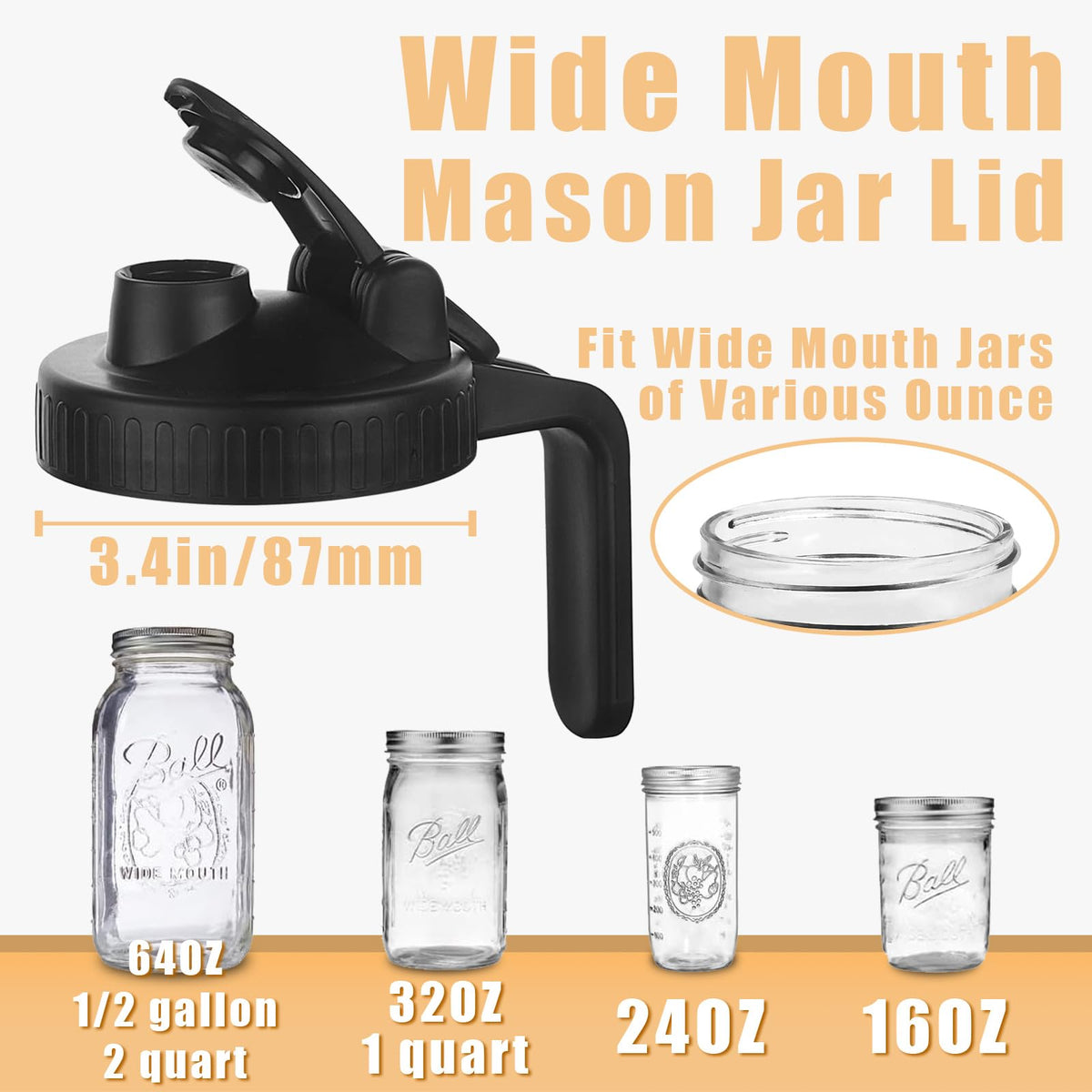 FyndraX Wide Mouth Mason Jar Pour Spout Lids - view 2