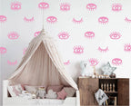 YUHASIDE Eye Pattern Wall Sticker Eyelash Decal for Girls Bedroom Home Decor - Pink view 1