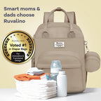 RUVALINO Baby Diaper Bag Backpack with Changing Pad, Waterproof, Clay (168)