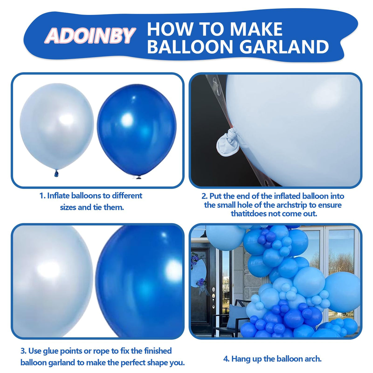 ADOINBY Balloons Arch Kit - Blue view 2