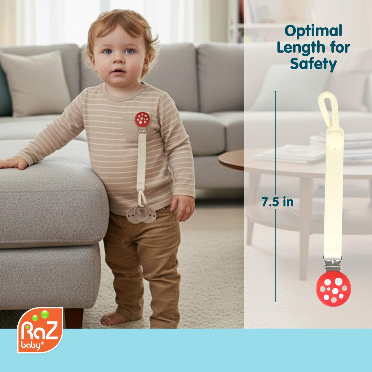 RaZbaby Chompy Silicone Pacifier Holder Clip - view 6