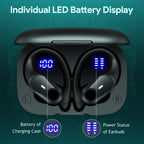 Active Noise Cancelling Ear Buds Wireless Bluetooth Headphones 80H Playtime Display Charging Case 50dB ANC Over - Black view 5