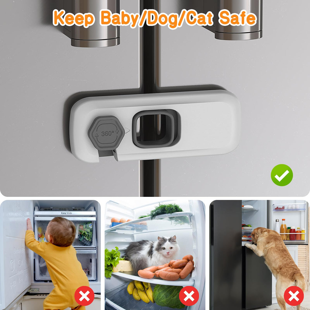 Fridge Locks for Kids with Strong Adhesive - Gray / 5 Pack view 1