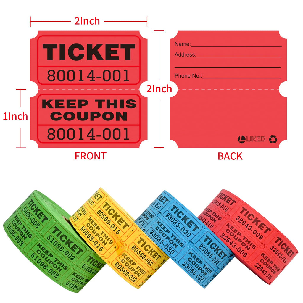 LLIKED Raffle Tickets - 4000-green,yellow,blue and Red view 1