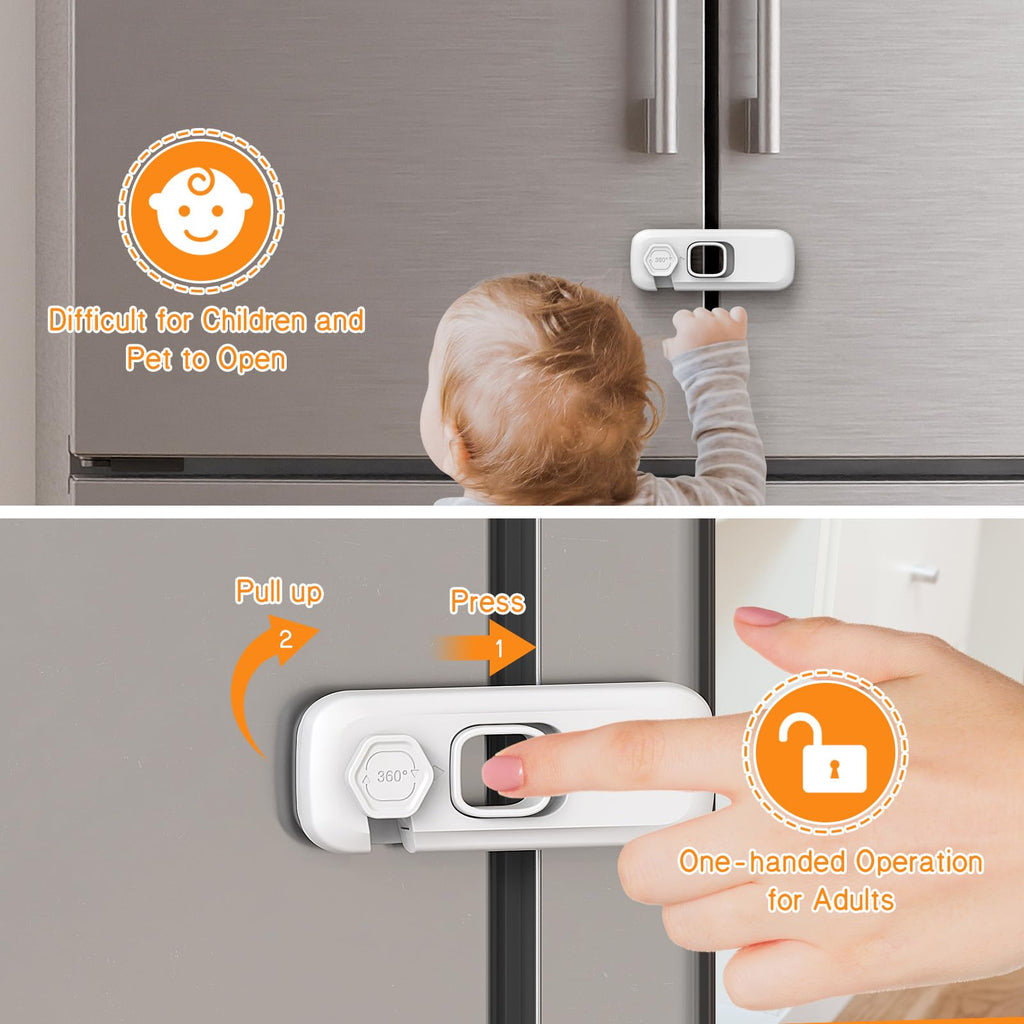 Fridge Locks for Kids with Strong Adhesive - White / 5 Pack view 2
