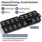 Foldable Portable 7 Day Pill Organizer 2 Times a Day, AM PM Weekly Pill Box