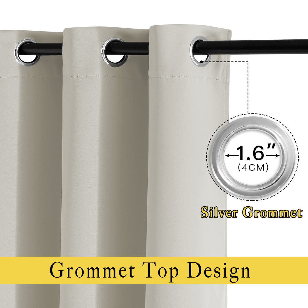 NICETOWN Blackout Kitchen Curtains 45 inch Length - Grommet Thermal Insulated Solid Vertical Drapes Room Darkening (Pack of 2)