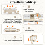 Tavlshero Collapsible Baby Bathtub for Newborn, Foldable Baby Bath Tub with Thermometer & Soft Floating Cushion & Drain
