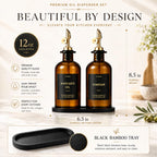 Olive Oil Dispenser for Kitchen, 2-Pack 12oz Glass Bottle - Brown&Gold Labels view 3