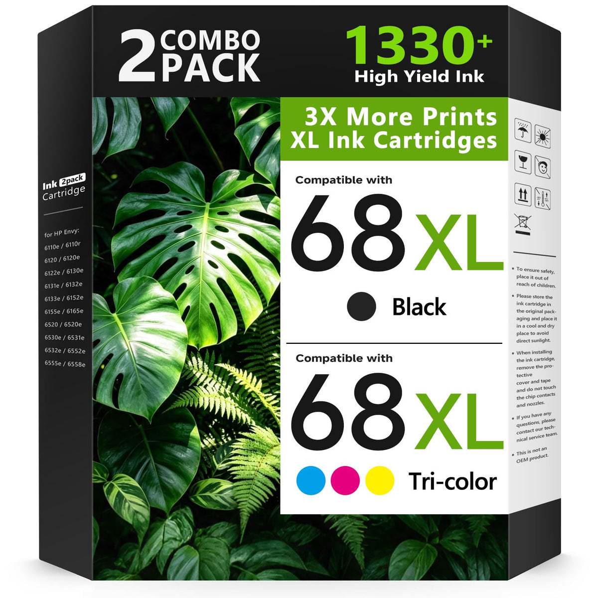 68XL 68 Ink Cartridges Black/Color Combo Pack for HP Ink 68 Ink Cartridges