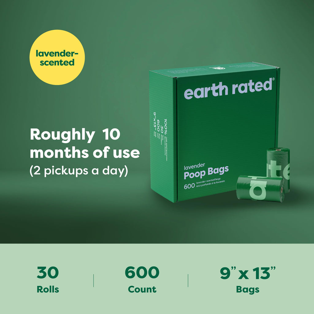 Earth Rated Dog Poop Bags on Refill Rolls, 600 Bags, Lavender (10CA10BG0031) (Pack of 600)