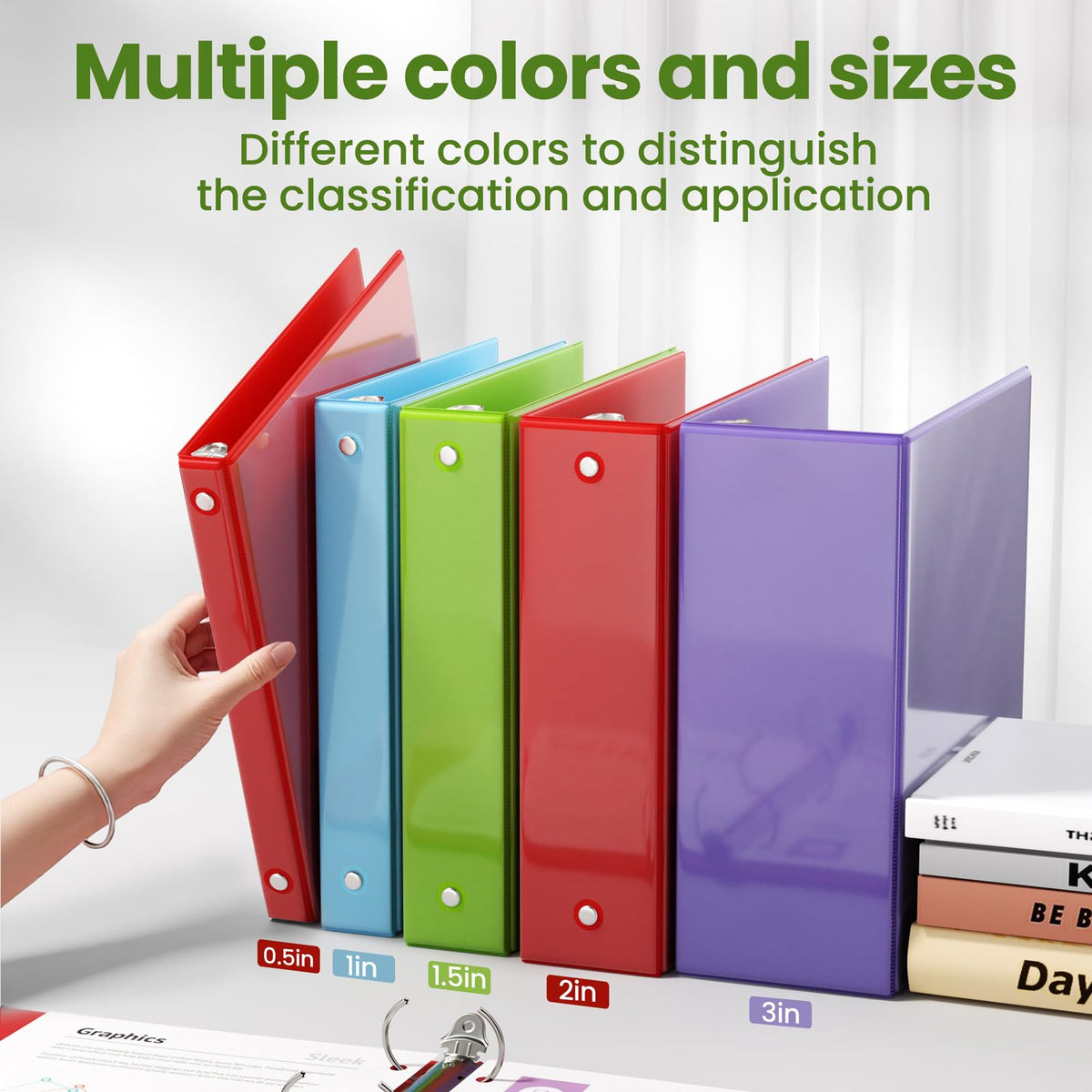 SUNEE 3 Ring Binder 1 Inch 1 Pack, Clear View Binder Three Ring PVC-Free (Fit 8.5x11 Inches) for School or Office