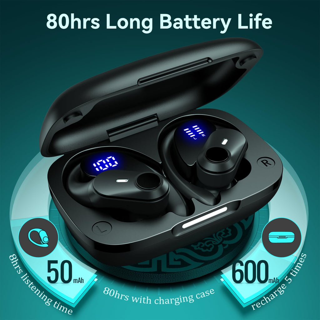GOLREX Wireless Bluetooth Earbuds with Active Noise Cancelling, 80H Playtime, Display Charging Case, 50dB ANC - view 5