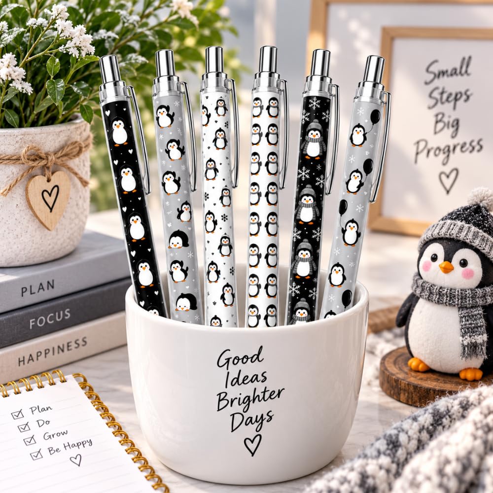 YJ PREMIUMS 6PC Ballpoint Pens - Penguin view 2