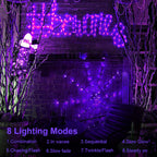 LCHUANG Halloween Decorations Lights Spider Web Lights - Purple view 5