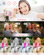Lecran Digital Camera, FHD 1080P Point and Shoot Camera for Kids Teens – Pink (DC403)