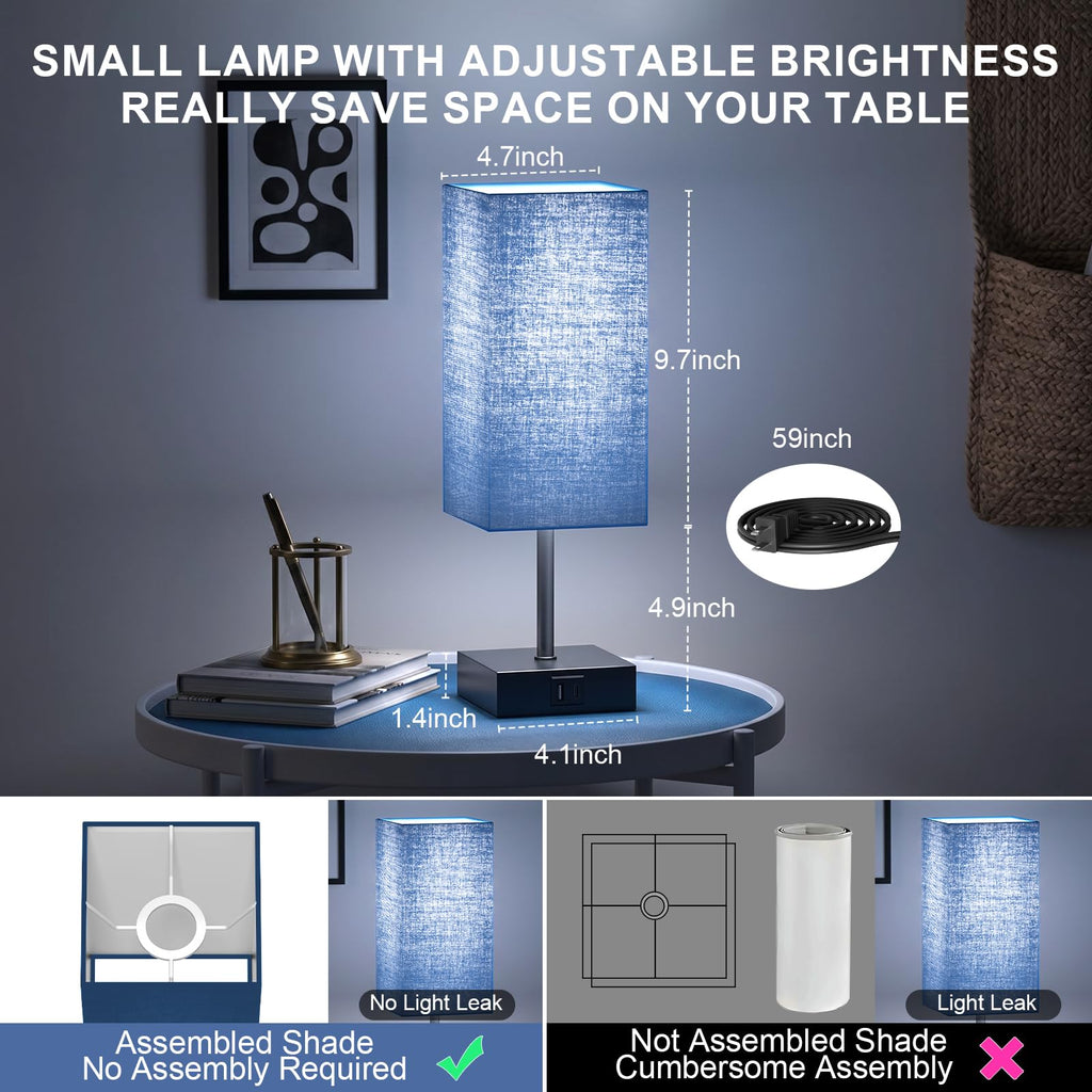 hansang Bedside Table Lamp with Touch Control, USB-C + USB-A - view 10