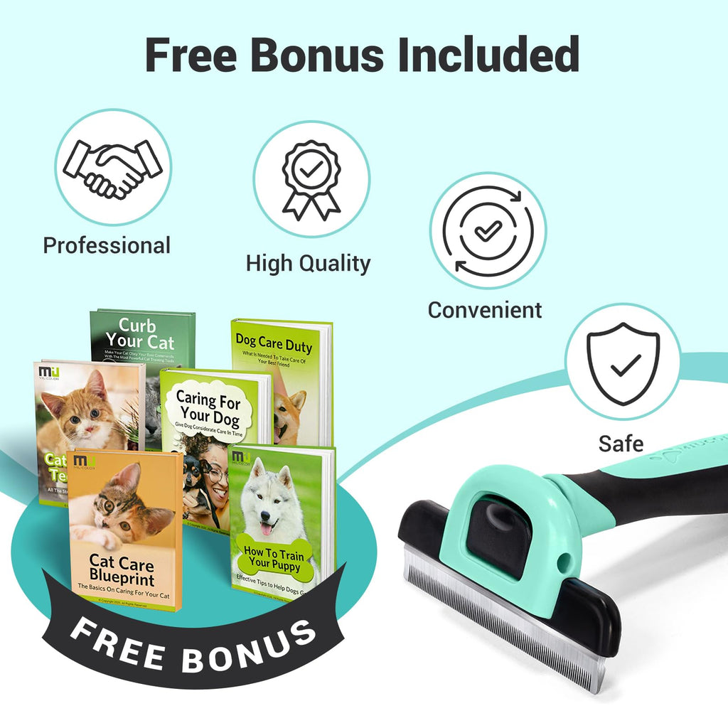MIU COLOR Pet Grooming Brush Deshedding Tool for Dogs & Cats - Spring Green / Short and Medium Hair view 5