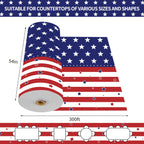 CXPSINC 54 Inch Plastic Table Cover Roll Disposable Tablecloth with Slide Cutter - American Flag / 3600" x 54" (Rectangular) view 1