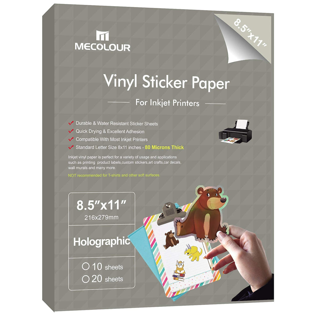 MECOLOUR Holographic Sticker Paper 8.5'' 11'' Printable Premium Rainbow Vinyl for Cricut - 20 view 6