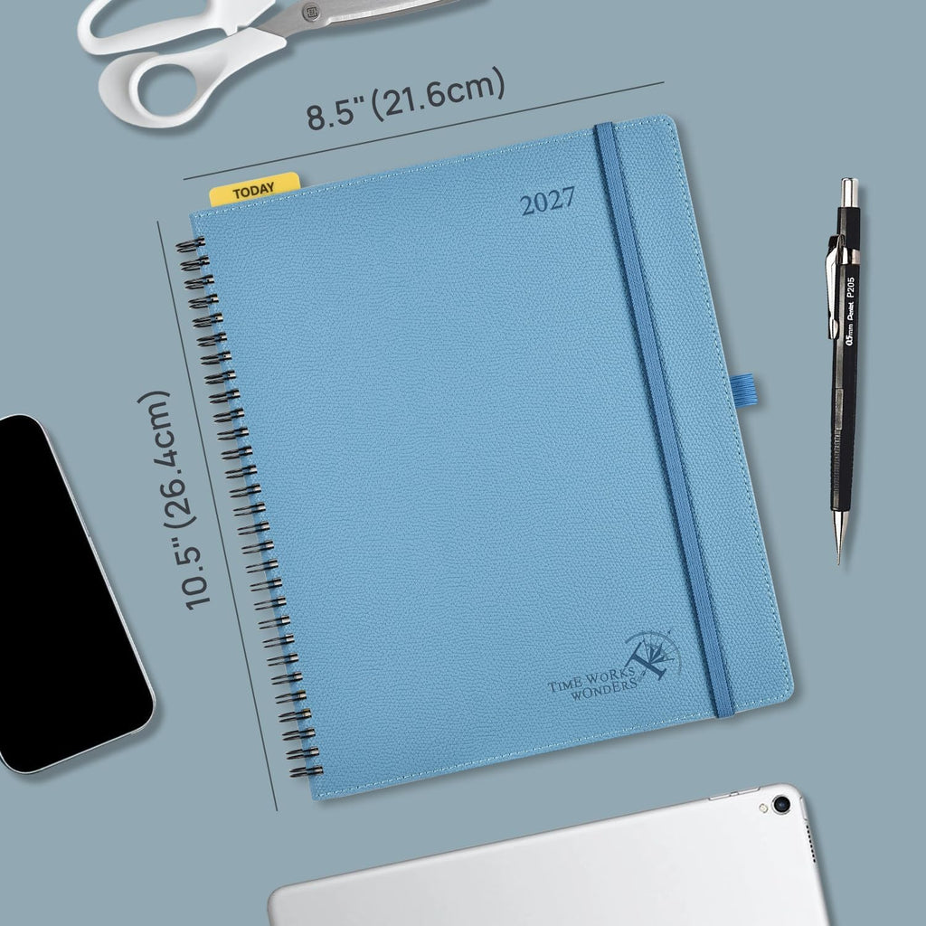 POPRUN Weekly Planner - Navy Blue / Large - 8.5" x 10.5" / Calendar Year 2027 view 1
