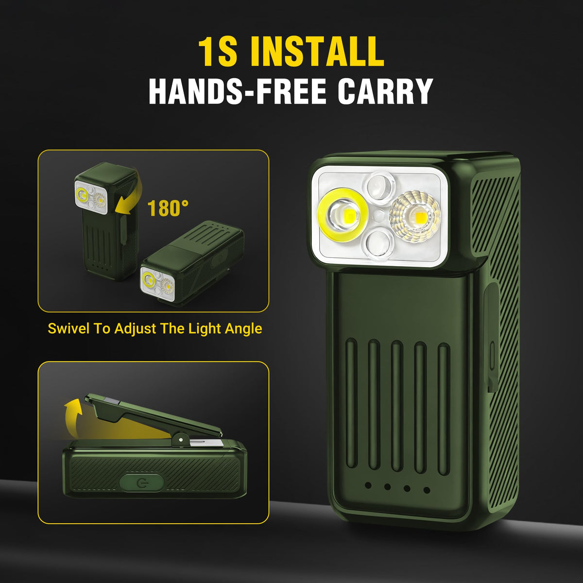 Yaklim Running Lights for Runners - Olive view 2