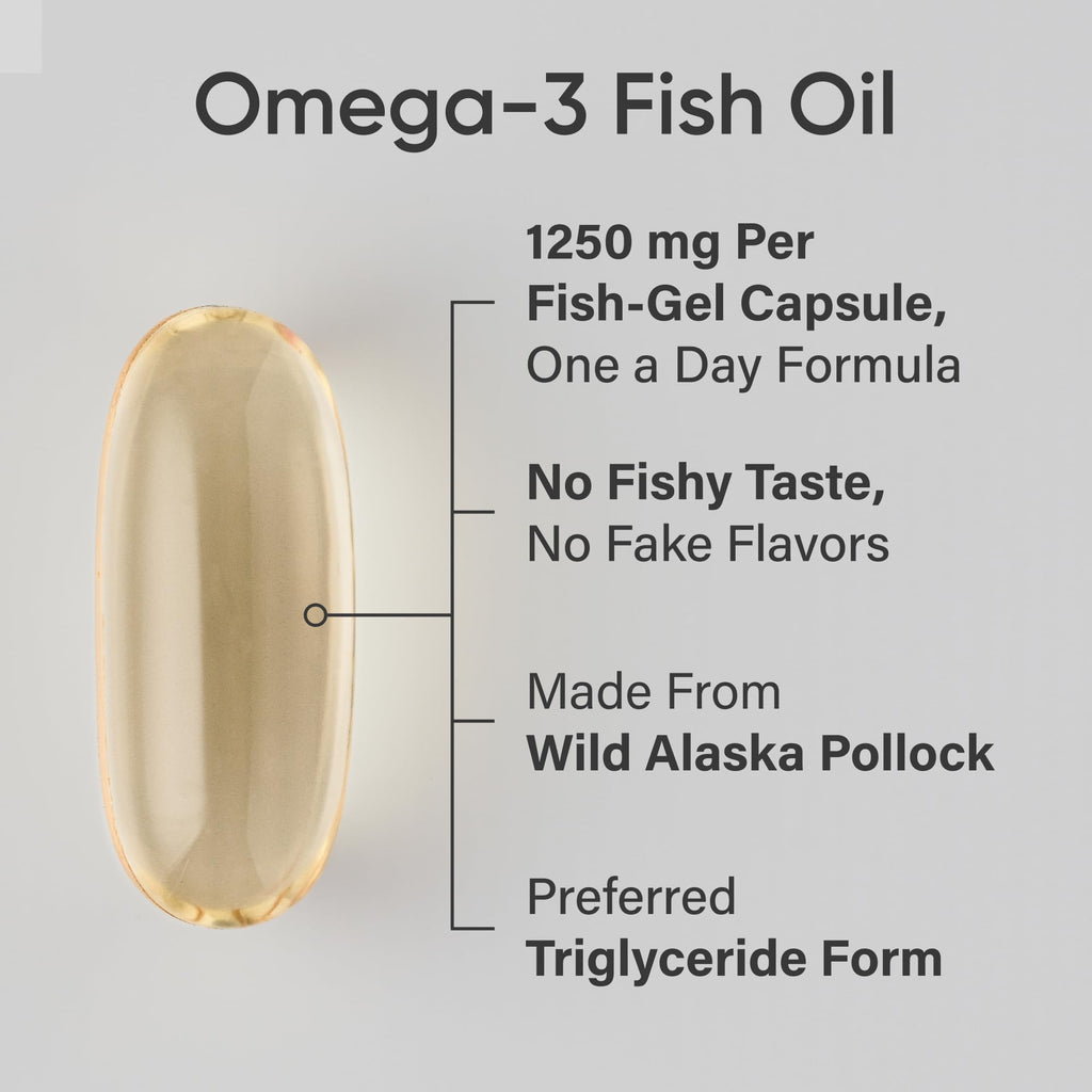 Sports Research Omega-3 Fish Oil 1250mg from Wild Alaska Pollock,240 Count (FG385A)