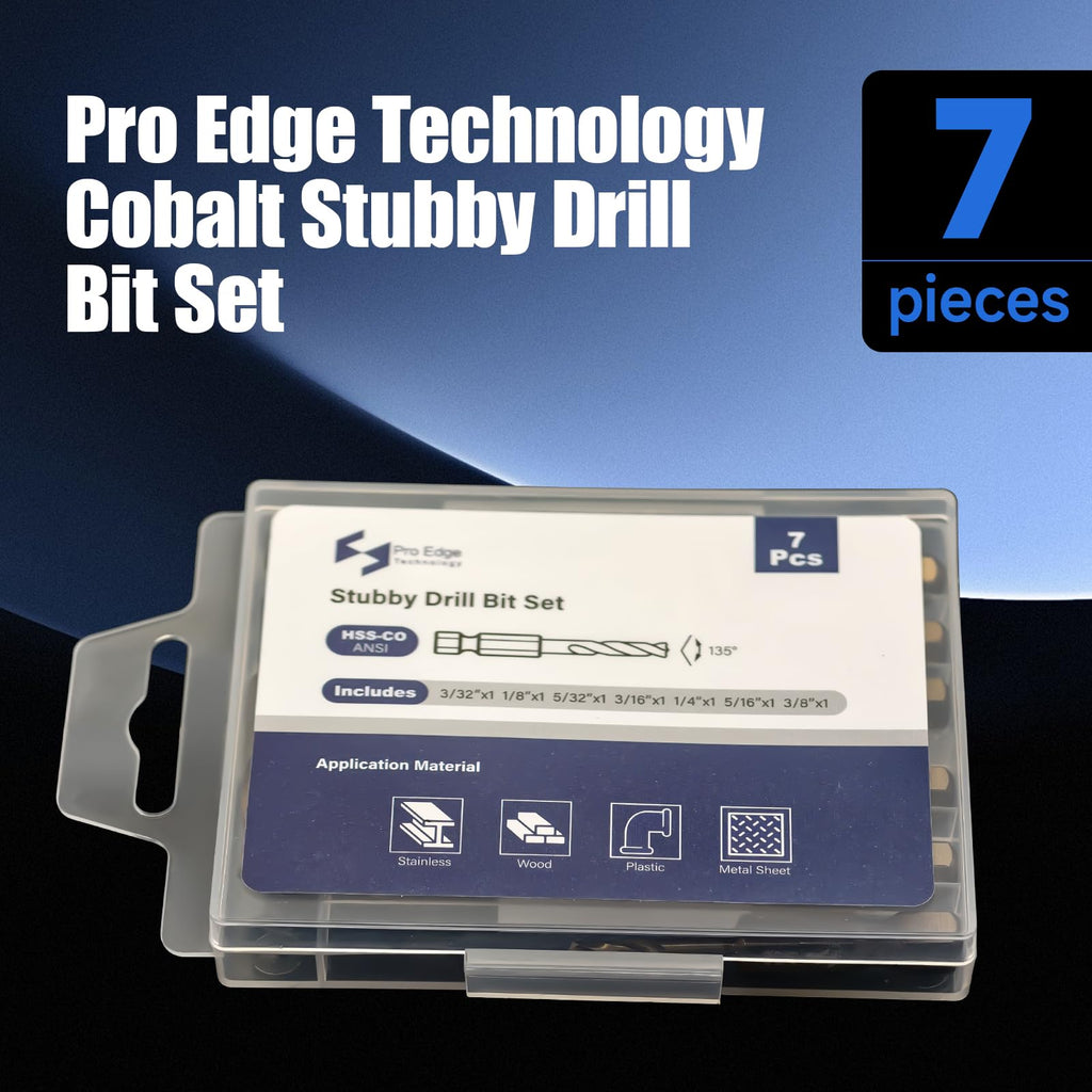 7pcs M35 HSS Cobalt Stubby Drill Bit Set 1/4" Hex Shank 3/32"-3/8" (additional view 5)