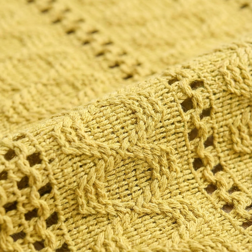 Artoid Woven Farmhouse Hollow Table Runner - Yellow / 12" x 48", Table Runner view 5